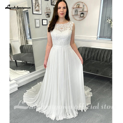 Roycebridal Top Lace Chiffon Women Wedding Dress 2025 Hochzeit Boat Neck Vestidos Civil Bridal Gowns Open Back
