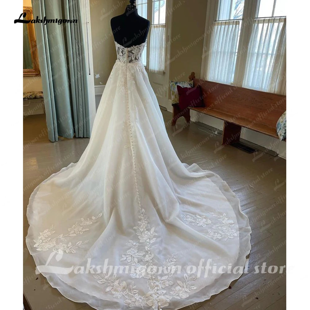 Lakshmigown Vintage Sweetheart A Line Boho Wedding Dress Appliques 2023 trouwjurk Bridal Gown Custom Made vestido noiva