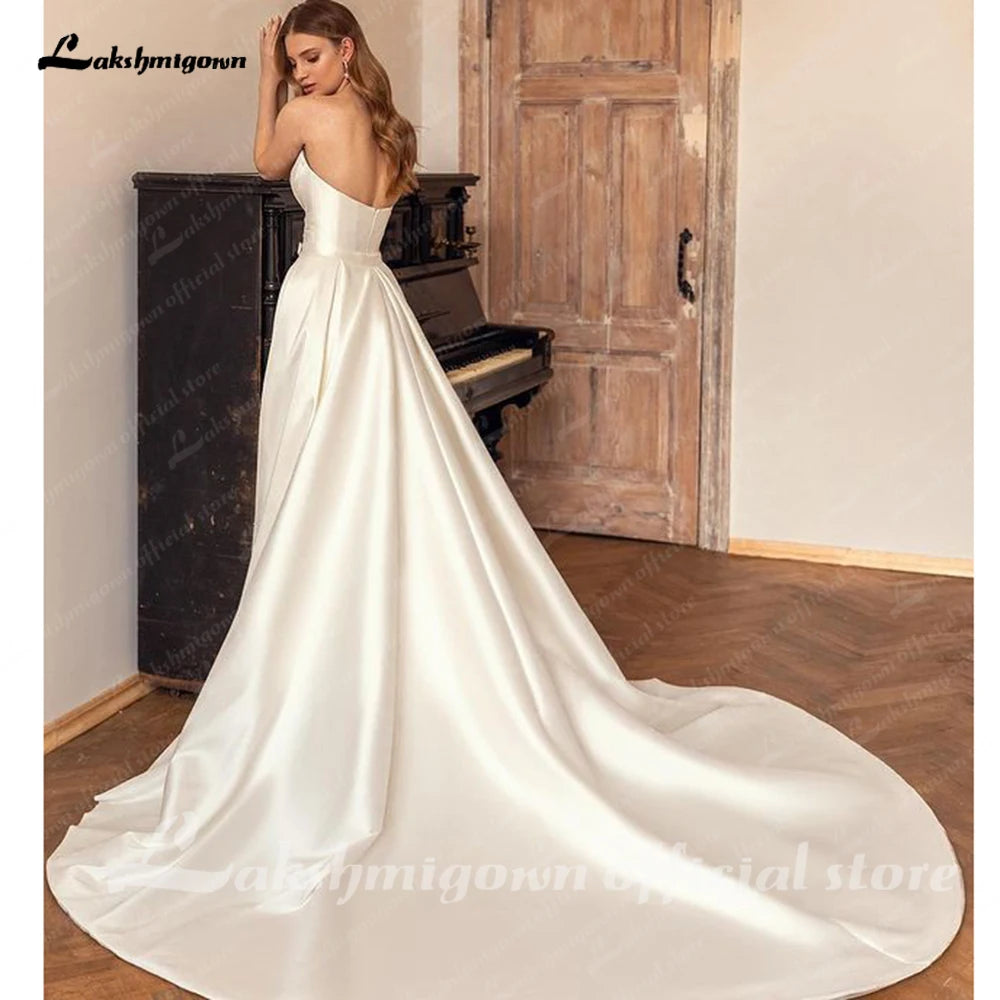 Lakshmigown Ivory A Line Court Train Boho Wedding Dresses For Women 2023 Bridal Party Evening Gown Robe de mariee