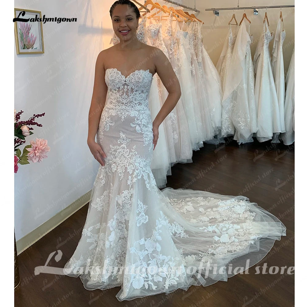 Lakshmigown Off the Shoulder Mermaid Lace Wedding Dresses Boho Style Vestidos De Novia 2023 Nuevos Sexy Bridal Gowns