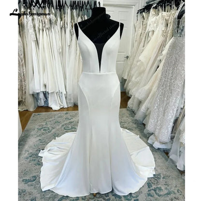 Roycebridal Plunging V Neck Mermaid Wedding Gowns 2025 Robes Sexy Bridal Boho Beach Wedding Dress Backless