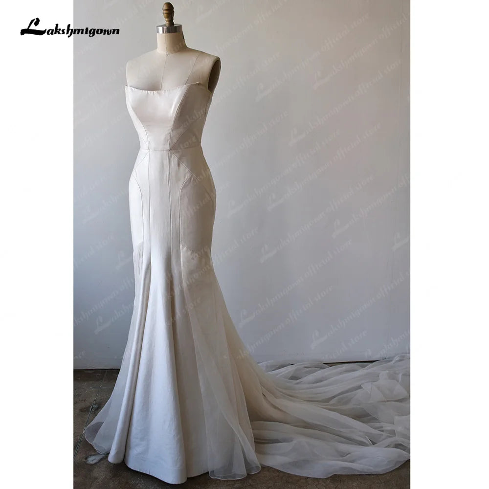 Lakshmigown Robe Mariage Civil Bridal Bohemian Wedding Dress 2024 Princess Strapless Women