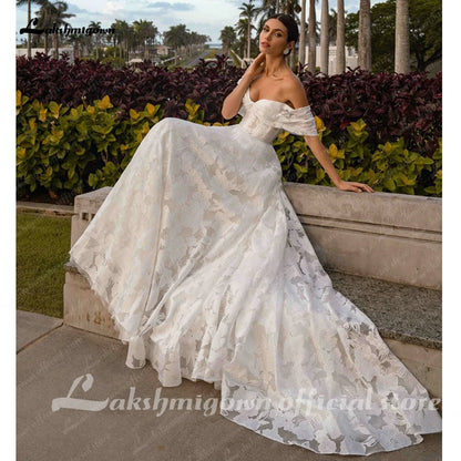 Roycebridal Vintage Lace Bridal Boho Wedding Gowns Sweetheart A Line Wedding Dress Off The Shoulder Robe boheme abito sposa