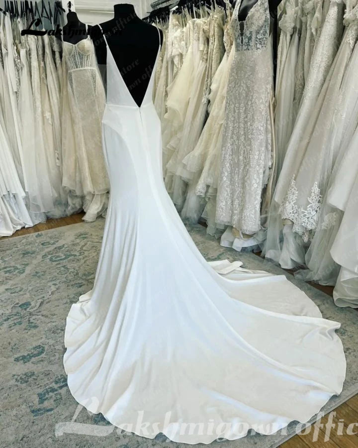 Roycebridal Plunging V Neck Mermaid Wedding Gowns 2025 Robes Sexy Bridal Boho Beach Wedding Dress Backless