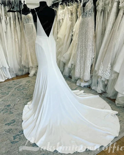 Roycebridal Plunging V Neck Mermaid Wedding Gowns 2025 Robes Sexy Bridal Boho Beach Wedding Dress Backless
