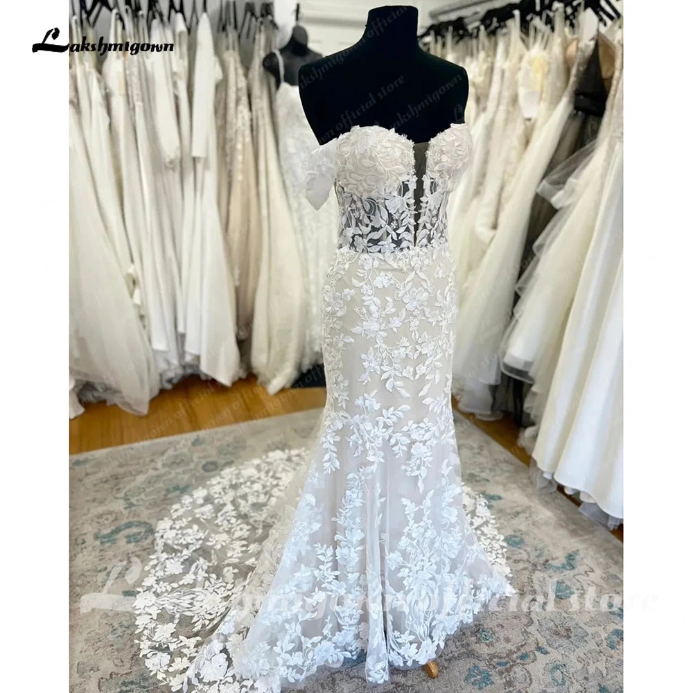 Lakshmigown Lace Mermaid Wedding Dresses 2023 Ballkleider Elegant Women Off the Shoulder  Country Wedding Gowns