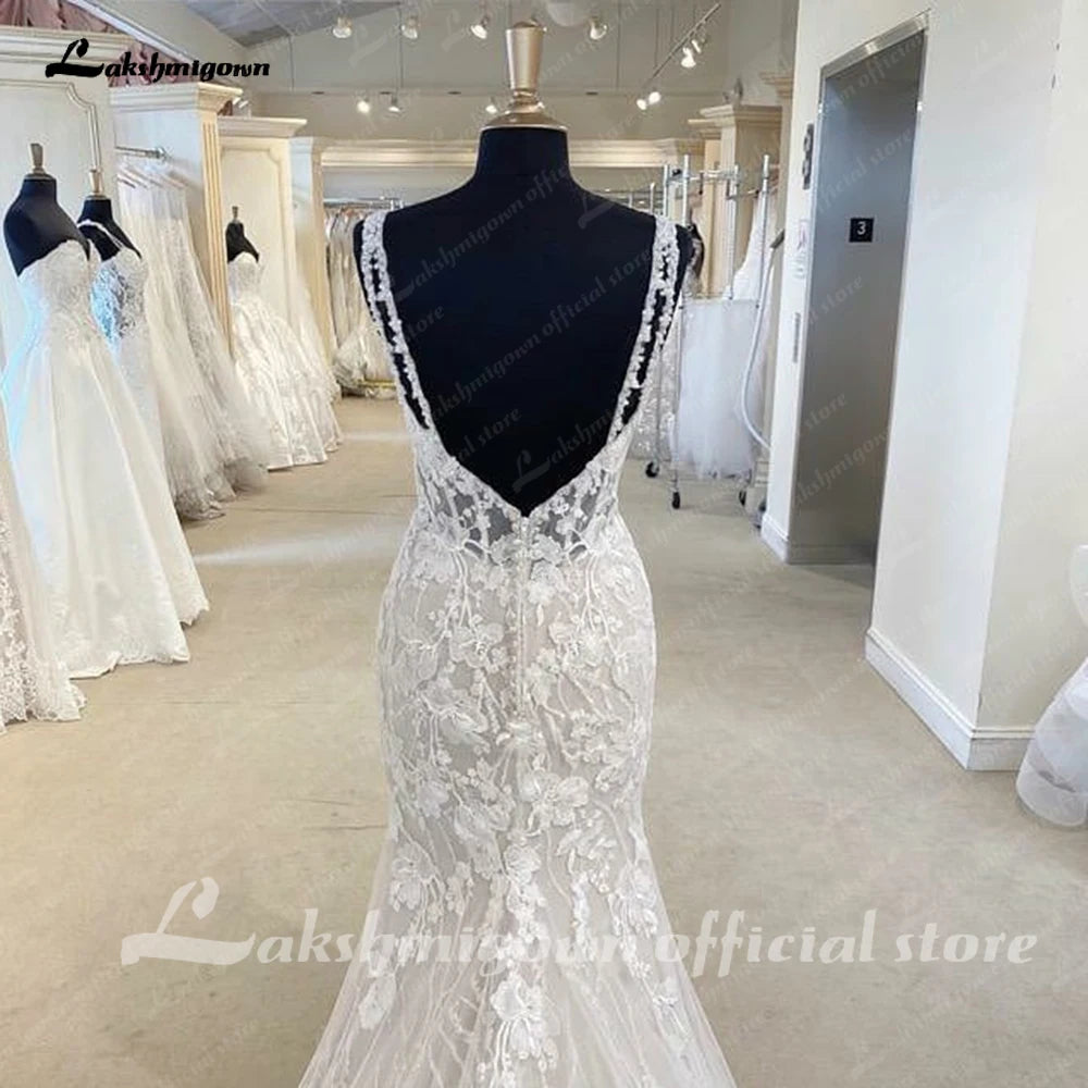 Lakshmigown Princess Lace Mermaid/Trumpet Wedding Dress Backless Court Train 2023 Off the Shoulder Vestido Novia Wedding Gowns
