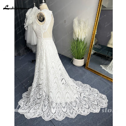 Roycebridal Full Lace A Line Ivory Wedding Dress Open Back 2025 Sweep/ Brush Train Bridal Gowns sukienka na wesele