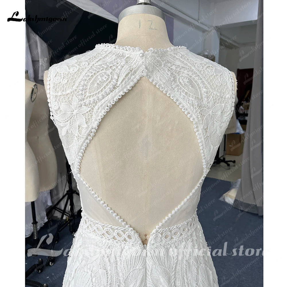 Lakshmigown Full Lace A Line Ivory Wedding Dress Open Back 2023 Sweep/ Brush Train Bridal Gowns sukienka na wesele