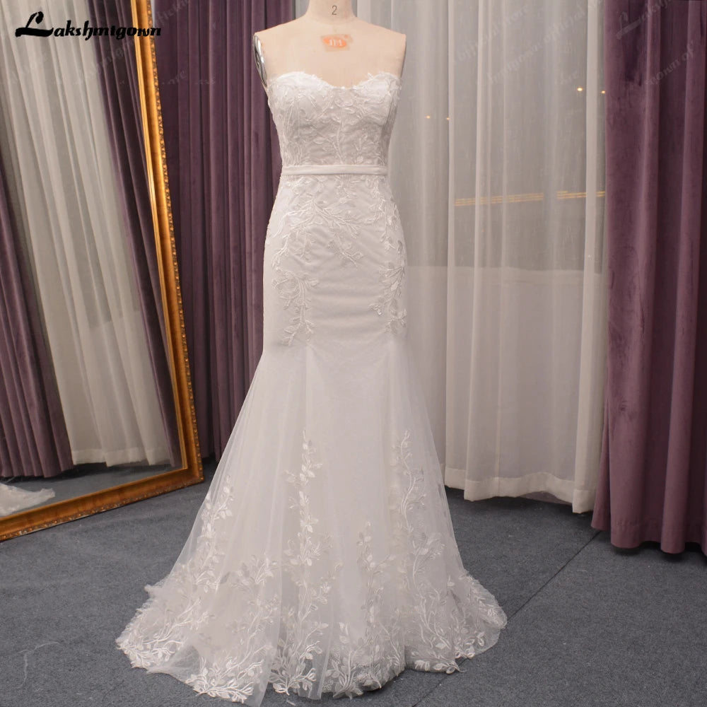 Roycebridal Sweetheart Mermaid Wedding Dress with belt Women  Beach Bridal Receipt Party Gown Robe de mariee