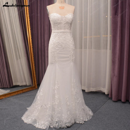 Roycebridal Sweetheart Mermaid Wedding Dress with belt Women  Beach Bridal Receipt Party Gown Robe de mariee