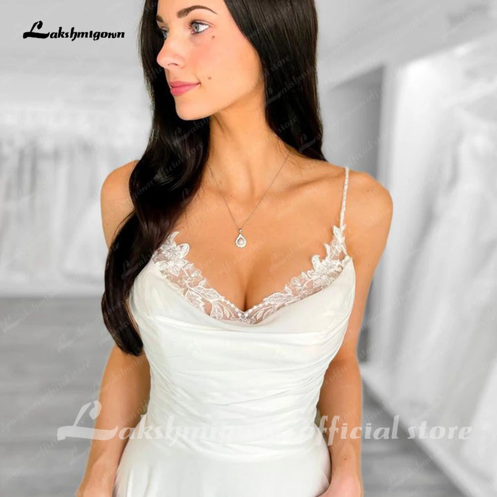 Lakshmigown Spaghetti A Line Boho Wedding Dress for Women Vestito Donna 2023 Sequins Lace Vintage Beach Bridal Gowns Open Back
