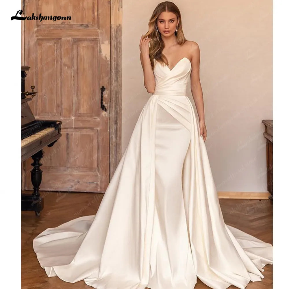 Lakshmigown Ivory A Line Court Train Boho Wedding Dresses For Women 2023 Bridal Party Evening Gown Robe de mariee