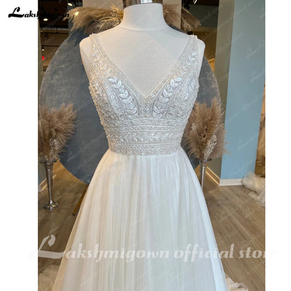 Roycebridal Women A Line Wedding Dress Boho Vestidos de Fiesta de Noche Tulle Beach Wedding Dress Robe Bridal Gown