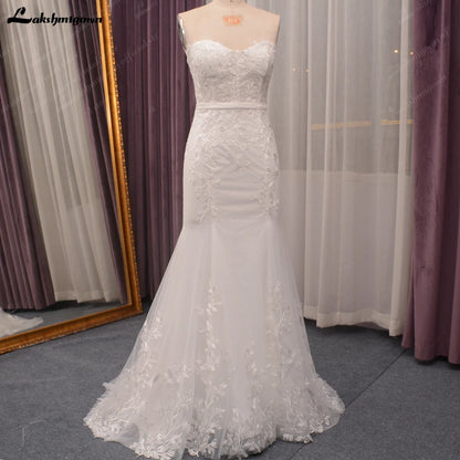 Roycebridal Sweetheart Mermaid Wedding Dress with belt Women  Beach Bridal Receipt Party Gown Robe de mariee