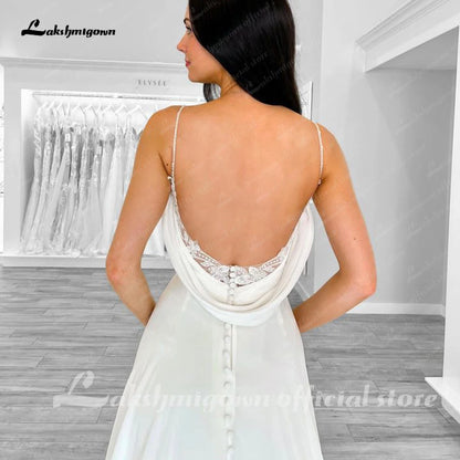 Roycebridal Spaghetti A Line Boho Wedding Dress for Women Vestito Donna 2025 Sequins Lace Vintage Beach Bridal Gowns Open Back
