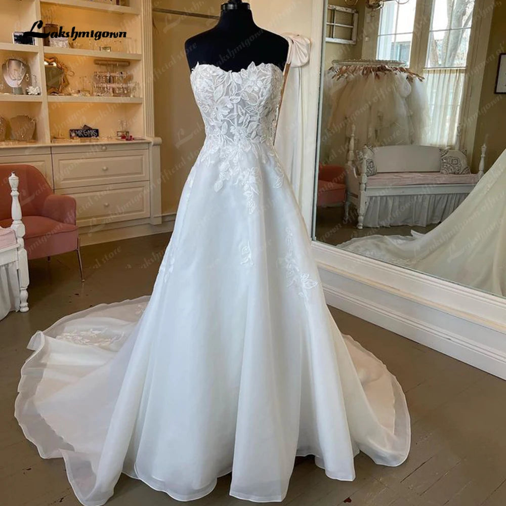 Lakshmigown Vintage Sweetheart A Line Boho Wedding Dress Appliques 2023 trouwjurk Bridal Gown Custom Made vestido noiva
