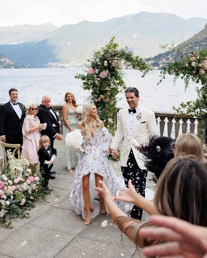Roycebridal Floral Print  A Line Wedding Dress Lace Appliques 2025 Luxury Bridal Boho Beach Wedding Gowns Backless