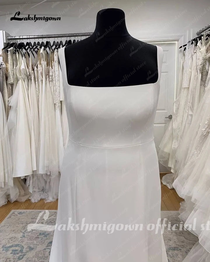 Lakshmigown Plus Size Boho Mermaid Wedding Dresses for Women 2024 Vestido Scoop Neck Lace Crepe