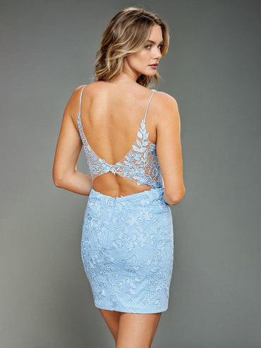 Kurzes Homecoming-Kleid mit V-Ausschnitt und Spitzenmieder