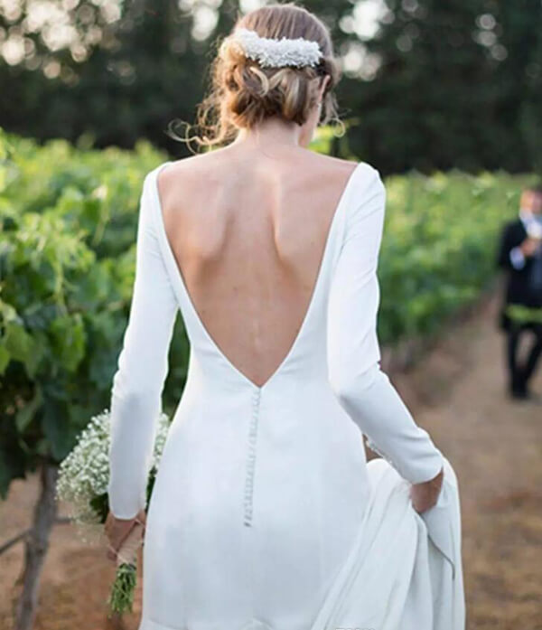 Simple Modest Long Sleeves Sheath Bridal Dresses Country Wedding Dress, MW515 | simple wedding dresses | country wedding dresses | cheap wedding dresses | www.musebridals.com