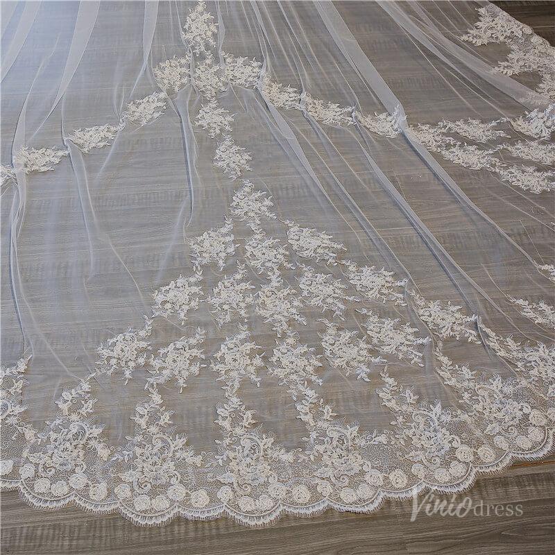 Vinatage Lace Appliqued Cathedral Veil Viniodress TS17153-Veils-Viniodress-Ivory-Viniodress