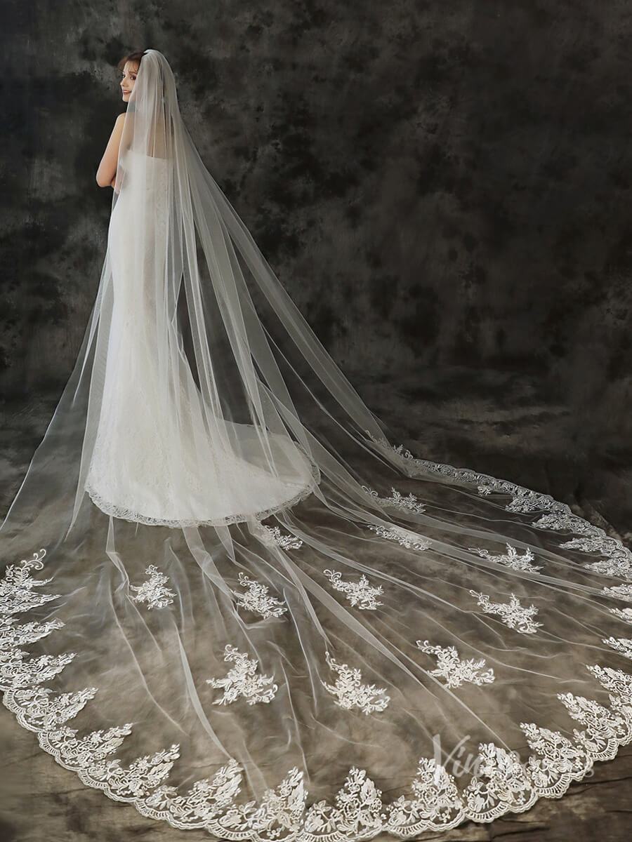 Vintage 1 Tier Lace Cathedral Veil Viniodress TS1925-Veils-Viniodress-Ivory-Viniodress