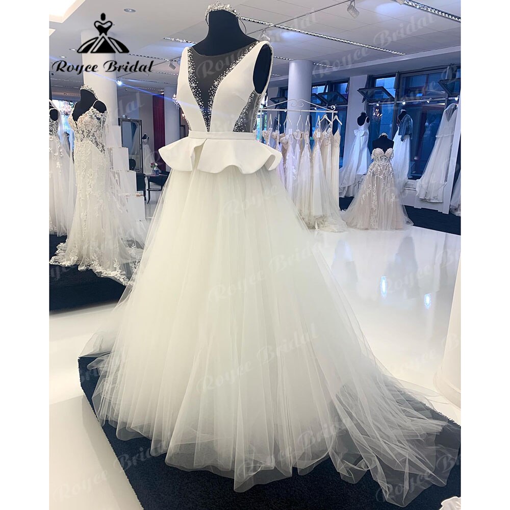 Vintage Boho Beach Sleeveless Beadings Mermaid Wedding Dress with Detachable Skirt 2023 Bridal Gown Sweep Train Vestido De Noiva