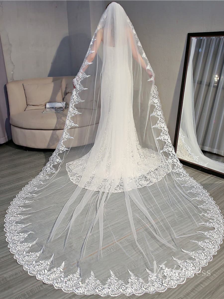 Vintage Ivory Cathedral Mantilla Veil Viniodress TS18005-Veils-Viniodress-Ivory-Viniodress