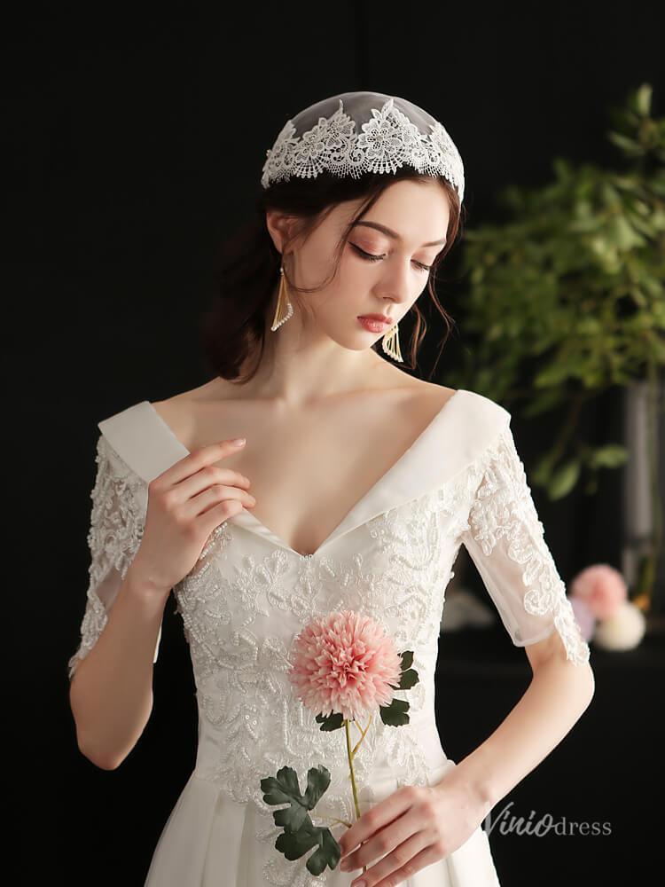 Vintage Lace Headpiece Bridal Veil Viniodress AC1295-Veils-Viniodress-Ivory-Viniodress