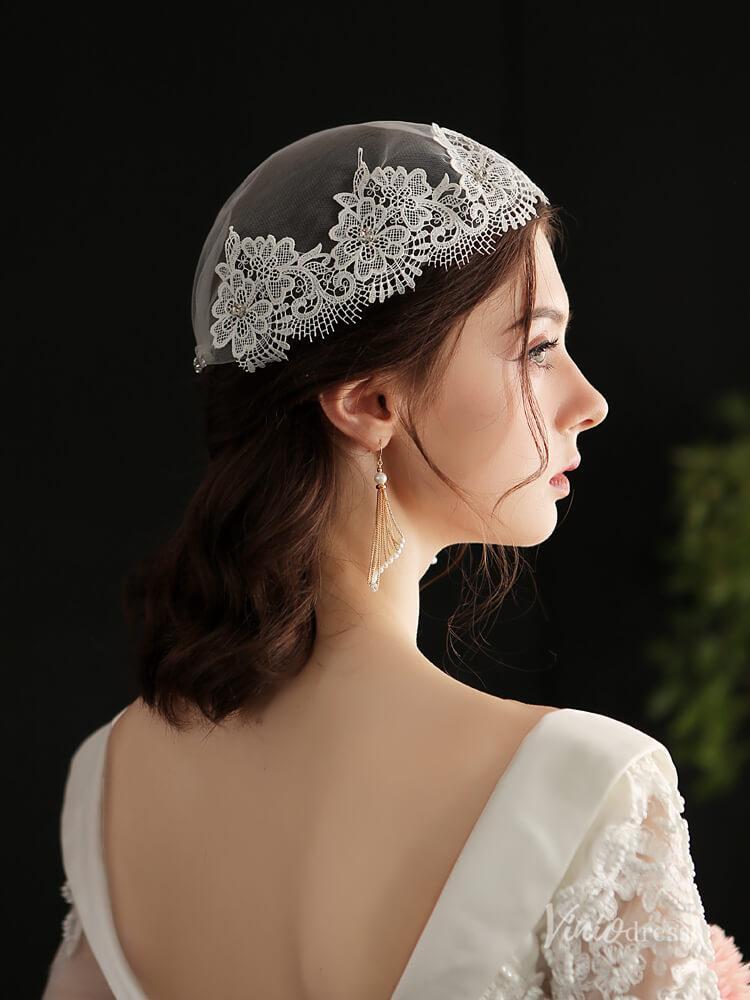Vintage Lace Headpiece Bridal Veil Viniodress AC1295-Veils-Viniodress-Ivory-Viniodress