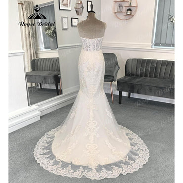 Roycebridal Vintage Lace Sweetheart Neckline Mermaid Off Shoulder Wedding Dress for Women  Appliques Bridal Gown robe de soirée femme