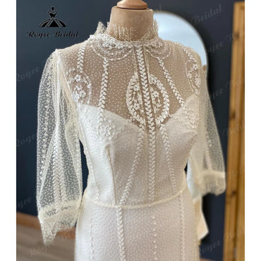 Vintage Robe Boho Three Quarter Sleeve Princess Wedding Dress for Women  Boho Floor-Length Bridal Gown sukienka na wesele