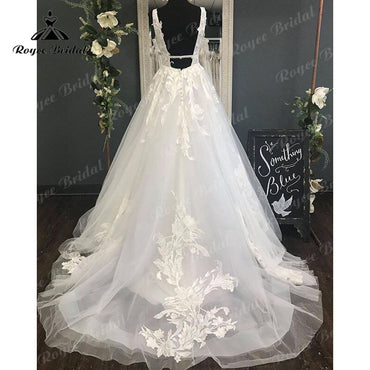 Roycebridal BRIDE,BRIDE EXPLORE All Wedding Dresses,BRIDE EXPLORE Custom Wedding Dresses 👗,BRIDE EXPLORE Plus SizeVintage Robe Civil Tank Sleeveless Wedding Dress Open Back V Neck Lace Appliques Sweep Train Wedding Gowns Abito Da Sposa 2022