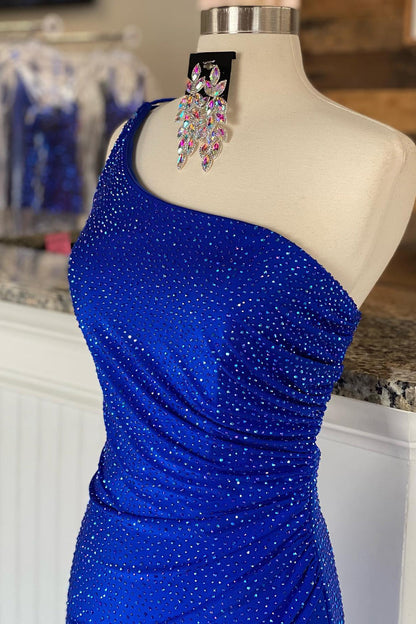 Roycebridal Celine |Mermaid One Shoulder Beaded Jersey Prom Dress with Slit