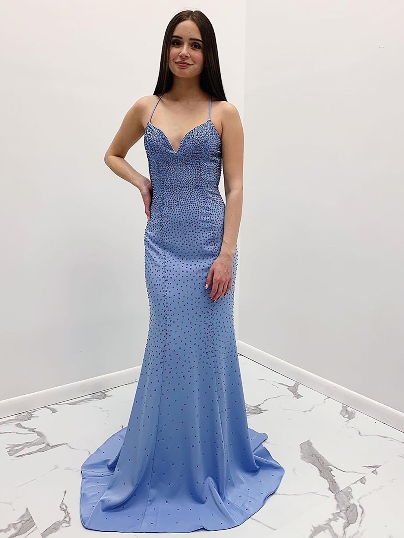 Long Cornflower Blue Prom Dress Roycebridal Avayah Mermaid Blue V-Neck Long Prom Dress ROYCEBRIDAL OFFICIAL STORE Long Cornflower Blue Prom Dress Roycebridal Avayah Mermaid Blue V-Neck Long Prom Dress ROYCEBRIDAL OFFICIAL STORE