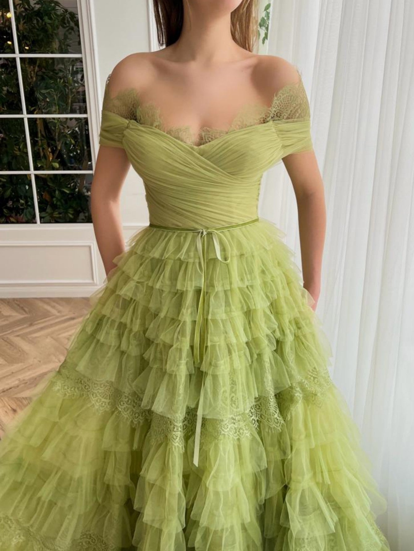 Roycebridal Sylvie |A Line Off the Shoulder Tulle Prom Dress