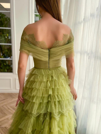 Roycebridal Sylvie |A Line Off the Shoulder Tulle Prom Dress