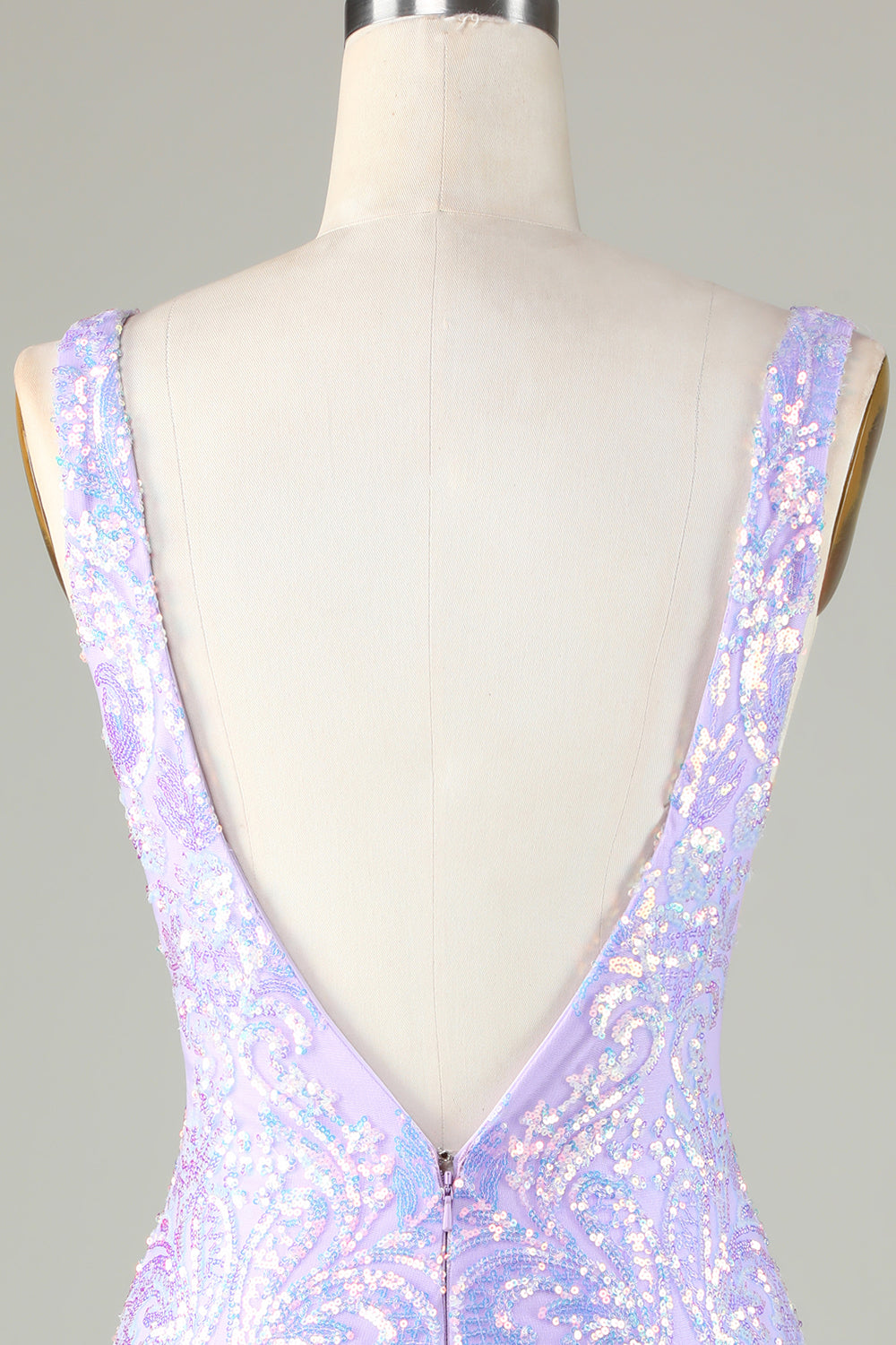 Classy Red V Neck Backless Sparkly Sequin Tight Homecoming Dress