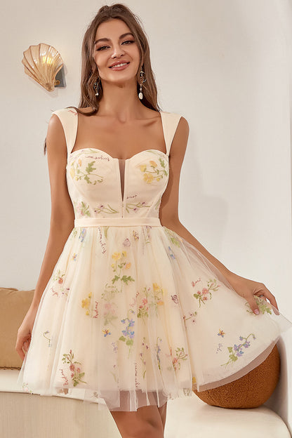 Cute Black A Line Sweetheart Corset Short Homecoming Dress