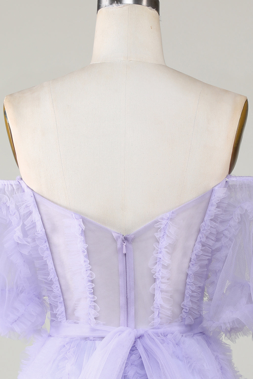 Purple Stylish A Line Off the Shoulder Tulle Corset Homecoming Dress