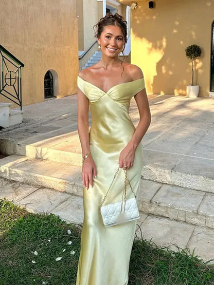 Aqua Off The Shoulder Satin Long Mermaid Prom Dress