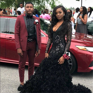 Bespoke Two Piece Prom Suit with Black Lapel-showprettydress