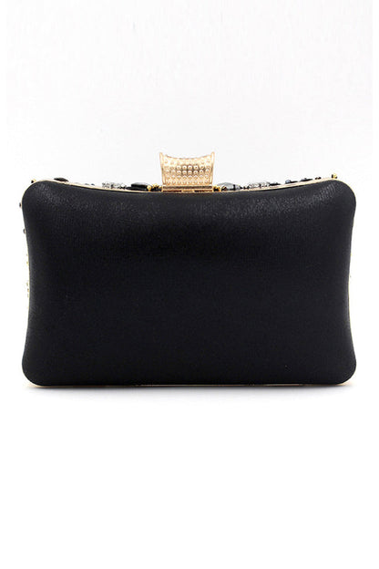 Black Beaded Shoulder Chain Evening Clutch