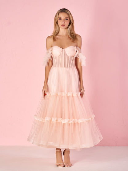 Roycebridal Katalina |A-Line Corset Ruffled Tulle Prom Dress
