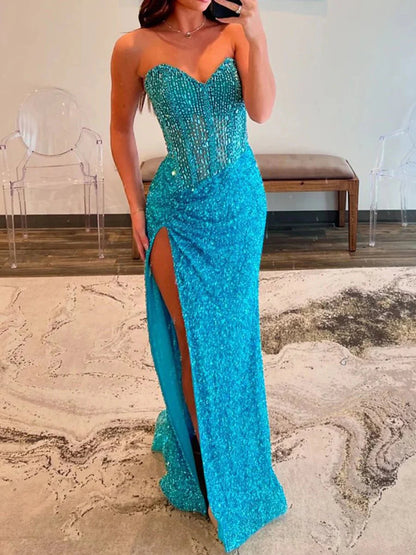 Sweetheart Sequins Beading Mermaid Prom Dress
