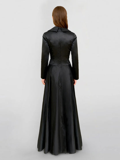 Long Sleeves V Neck Floor-length A Line Evening Dress