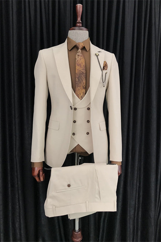 Abraham Chic Peaked Lapel Three Pieces Prom Suits For Men