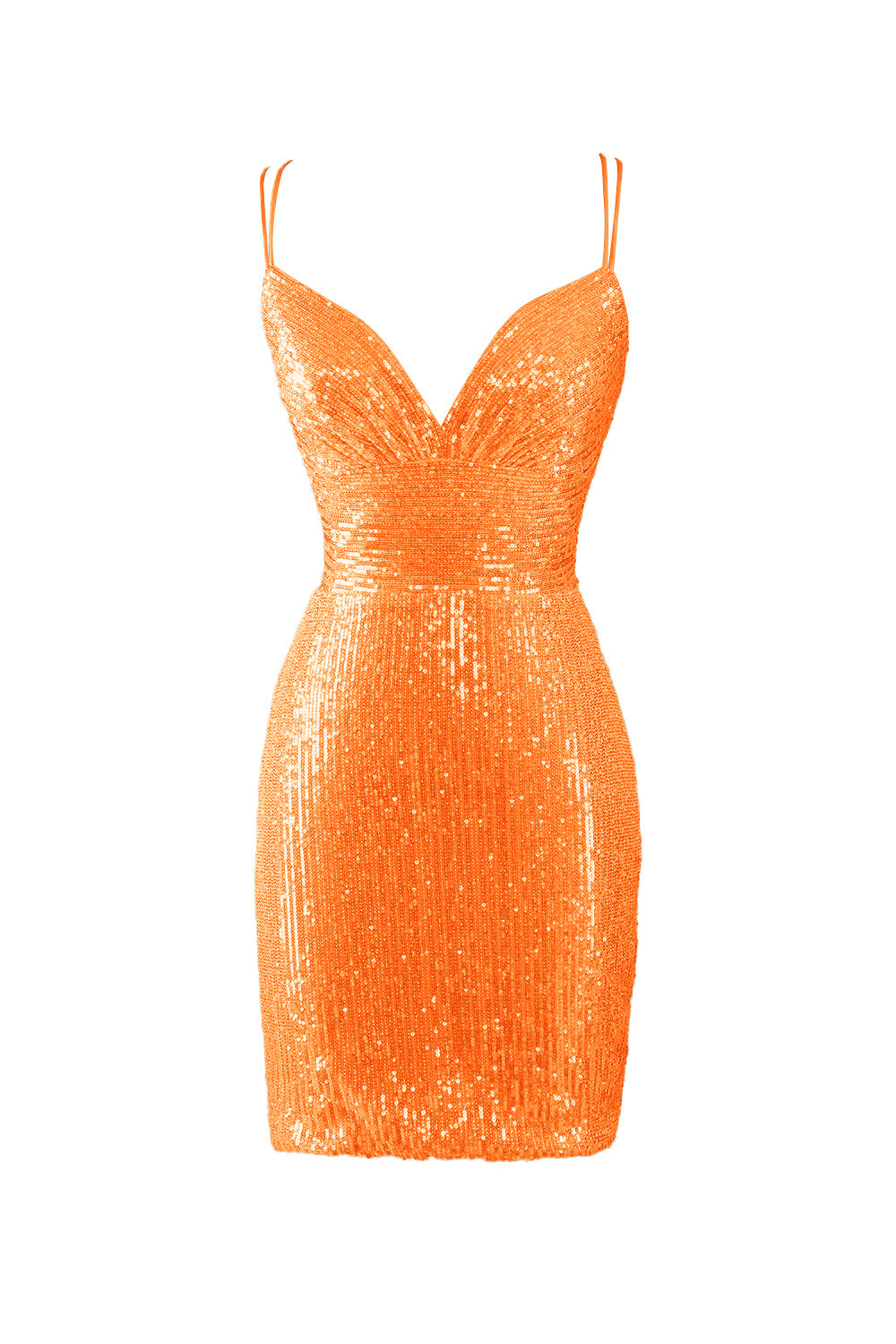 Nigella | Figurbetontes Homecoming-Kleid mit V-Ausschnitt und blauen Pailletten