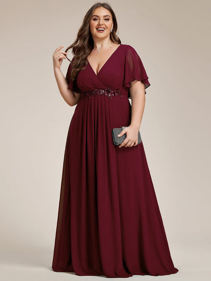 Darnika short sleeve chiffon evening or bridesmaid dress - Bay Bridal and Ball Gowns